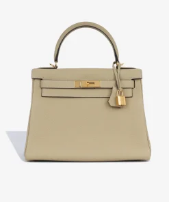 Hermes Kelly 20cm Bag In Trench Clemence Leather GHW
