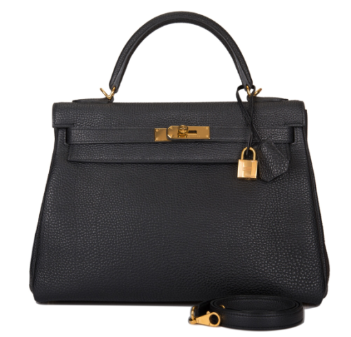 Hermes Kelly 20cm Bag In Black Clemence Leather GHW